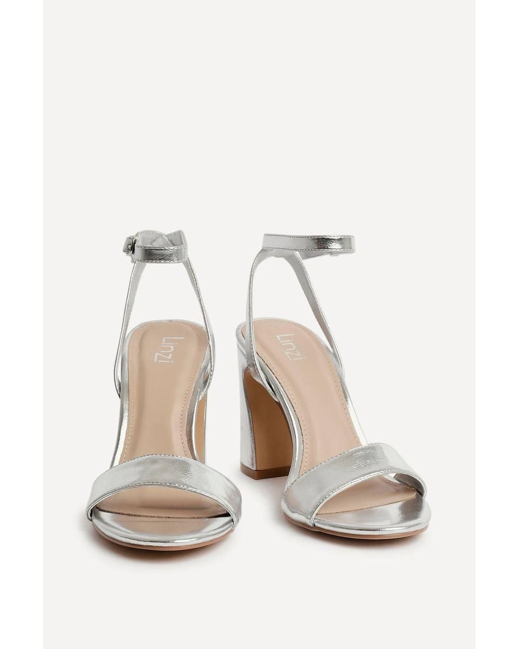 Linzi White Trance Faux Leather Block Heel