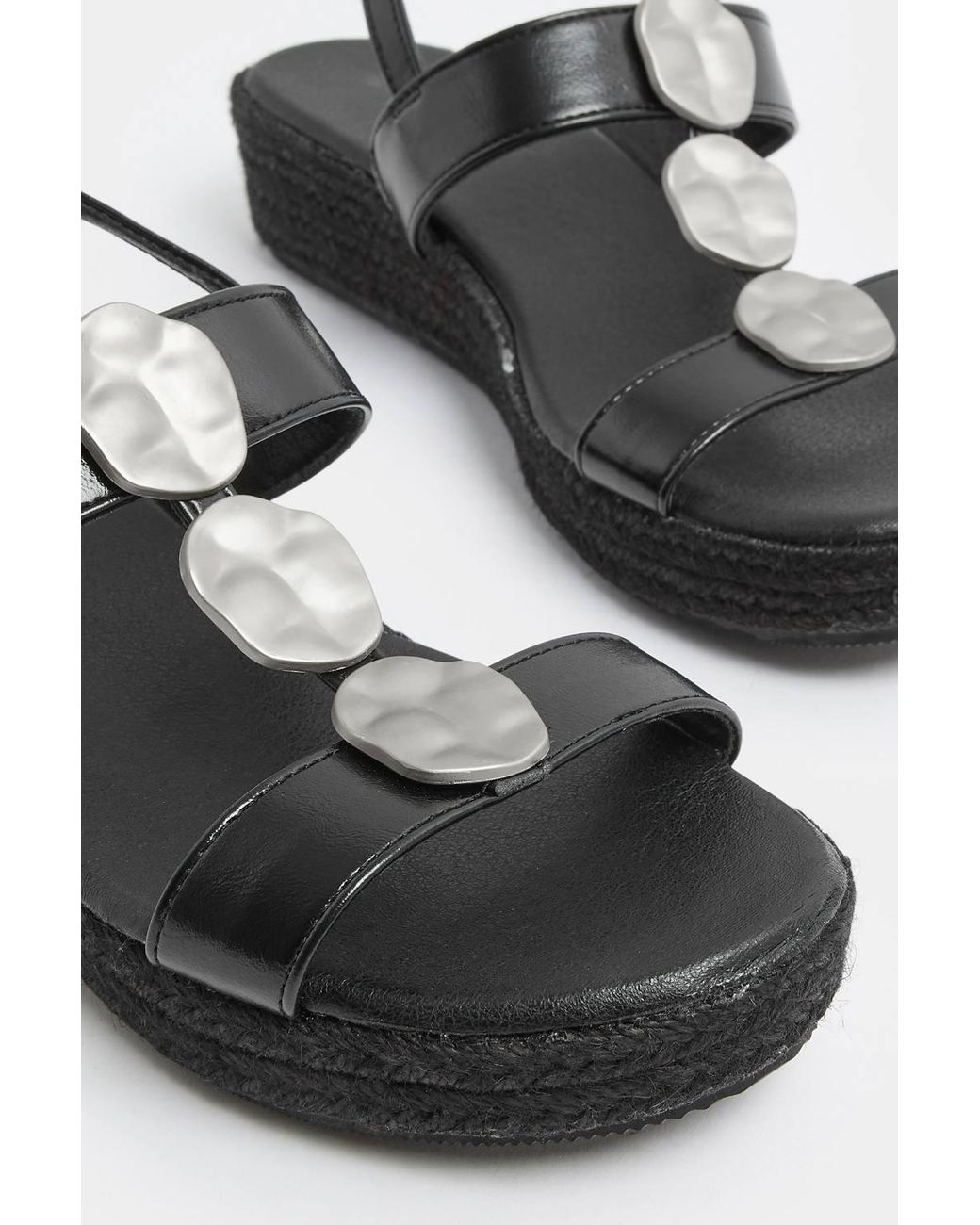 Yours Natural Hammered Disk Wedge Sandals