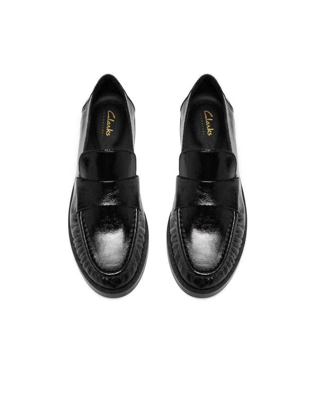 Clarks Black Straven2 Step Patent Loafers, Slip Ons