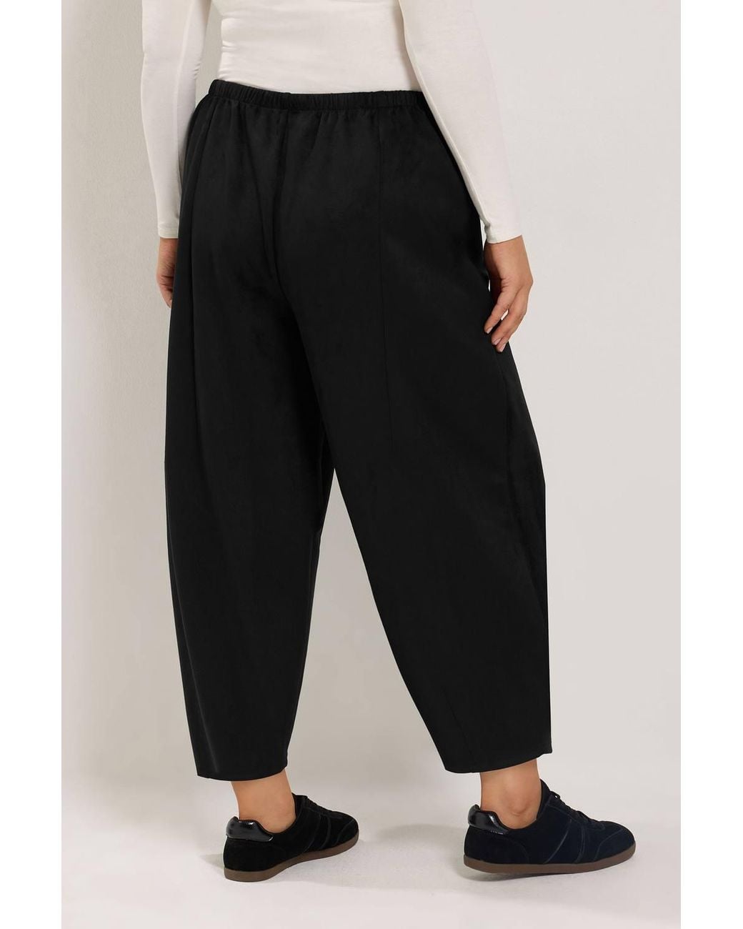 Yours Black Suede Barrel Leg Trousers