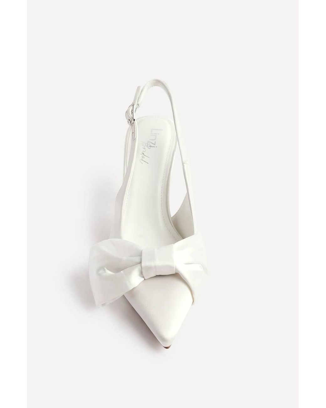 Linzi White Always Bridal Ivory Satin Bow Court Heels