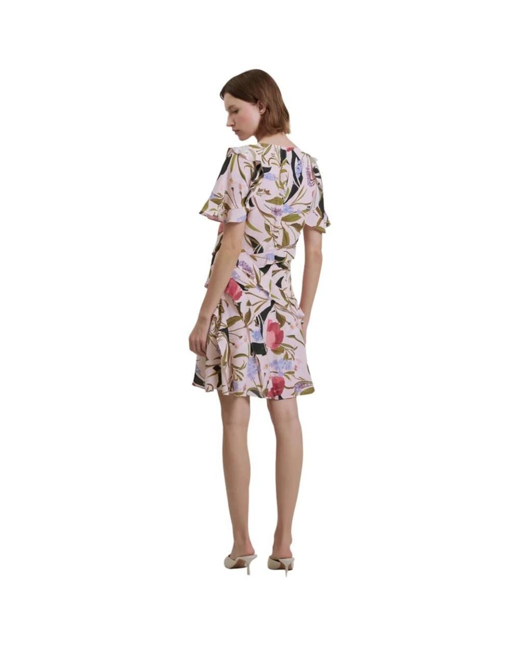 Ted Baker Multicolor Issiia Short Sleeve V-Neck Regular Fit Mini Dress