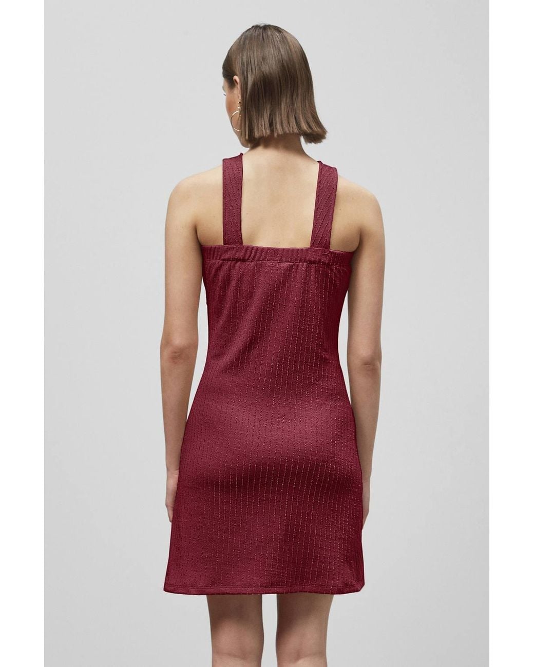 Enorsia Red Cross Front Halter Neck Dress