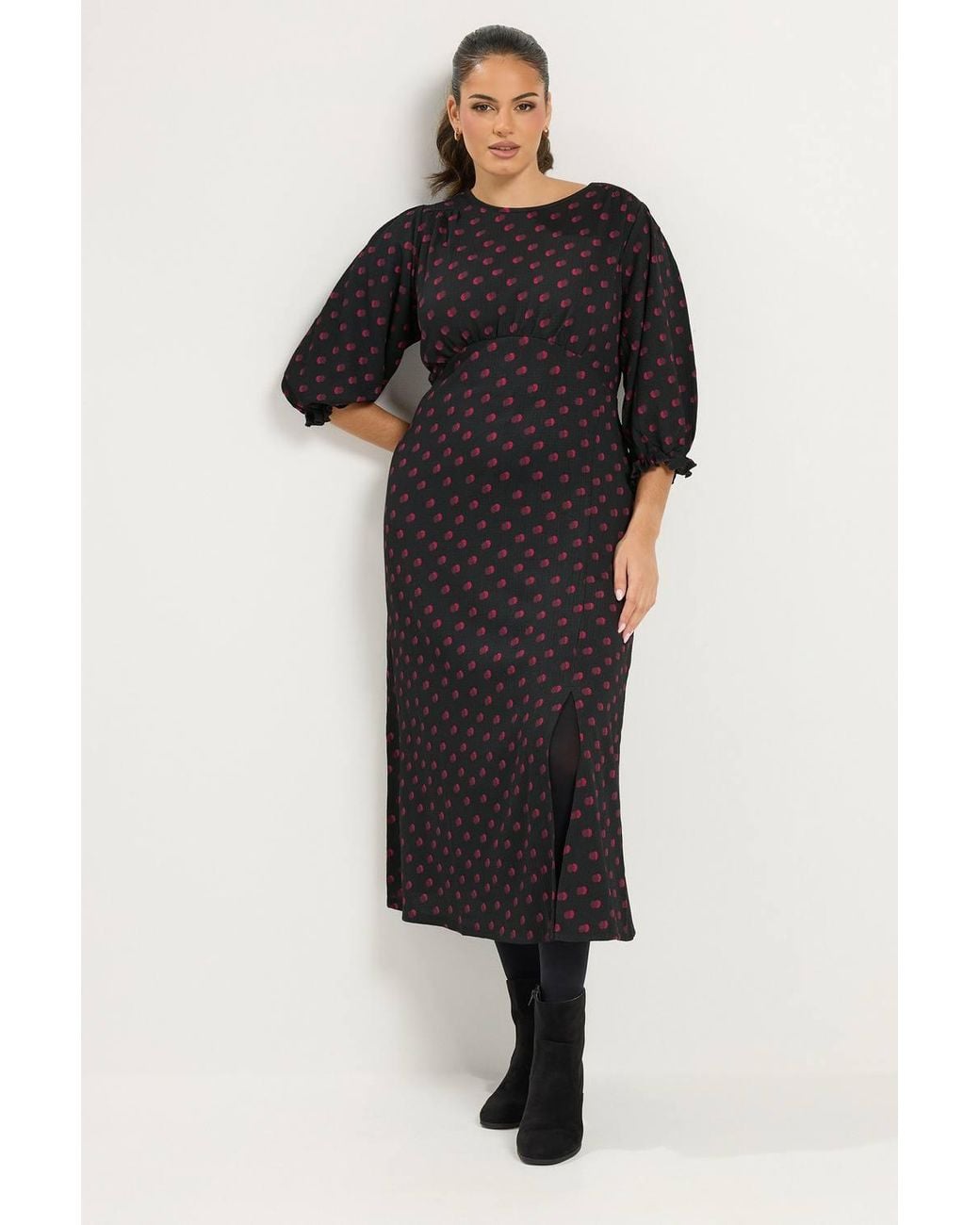Yours Black Polka Dot Tea Dress