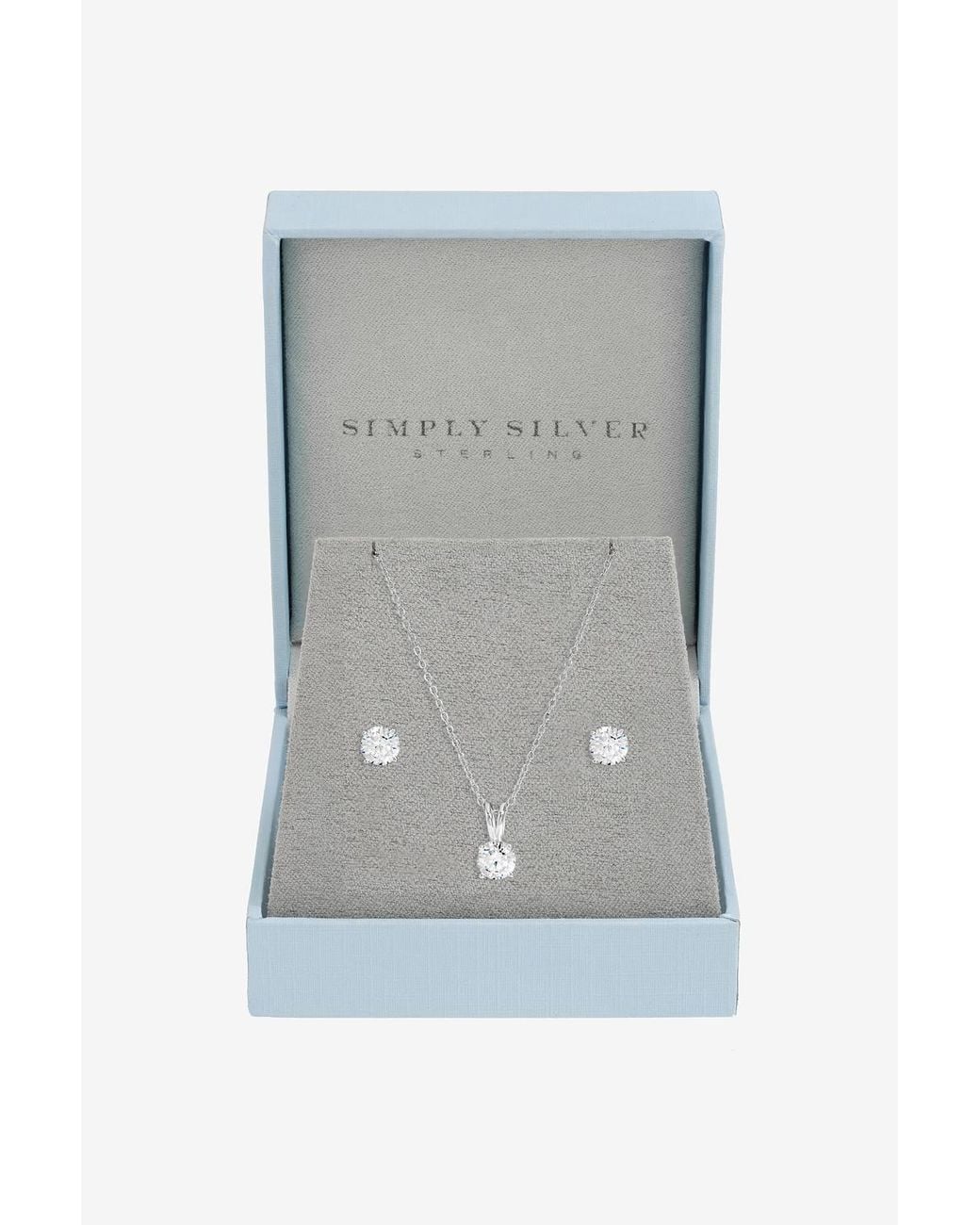 Simply Silver Gray Sterling Plated Solitaire Set
