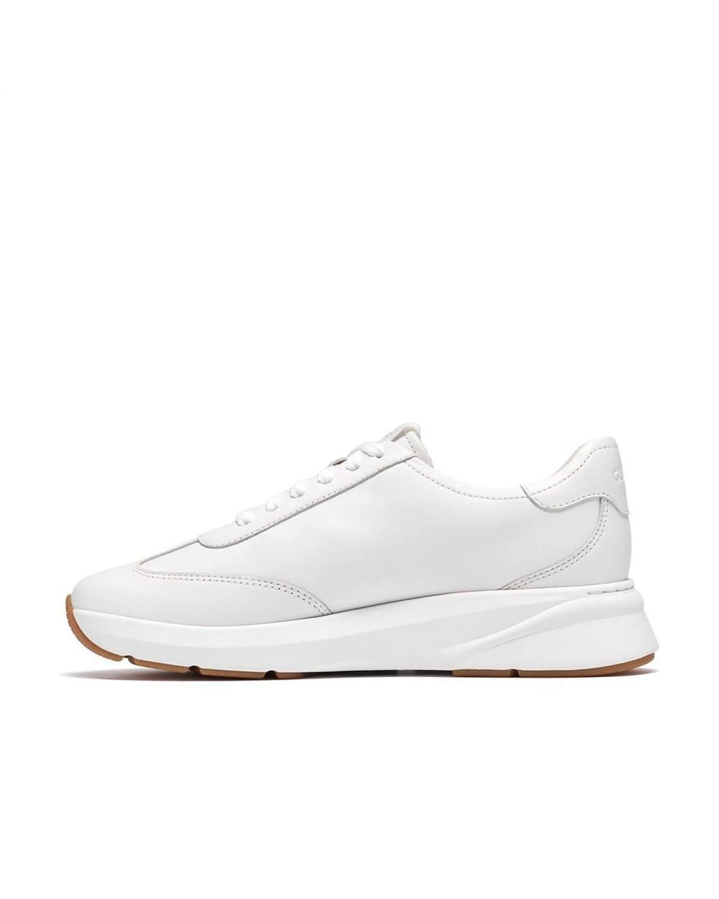 Clarks White Code R Run Leather Trainers, Lace Up