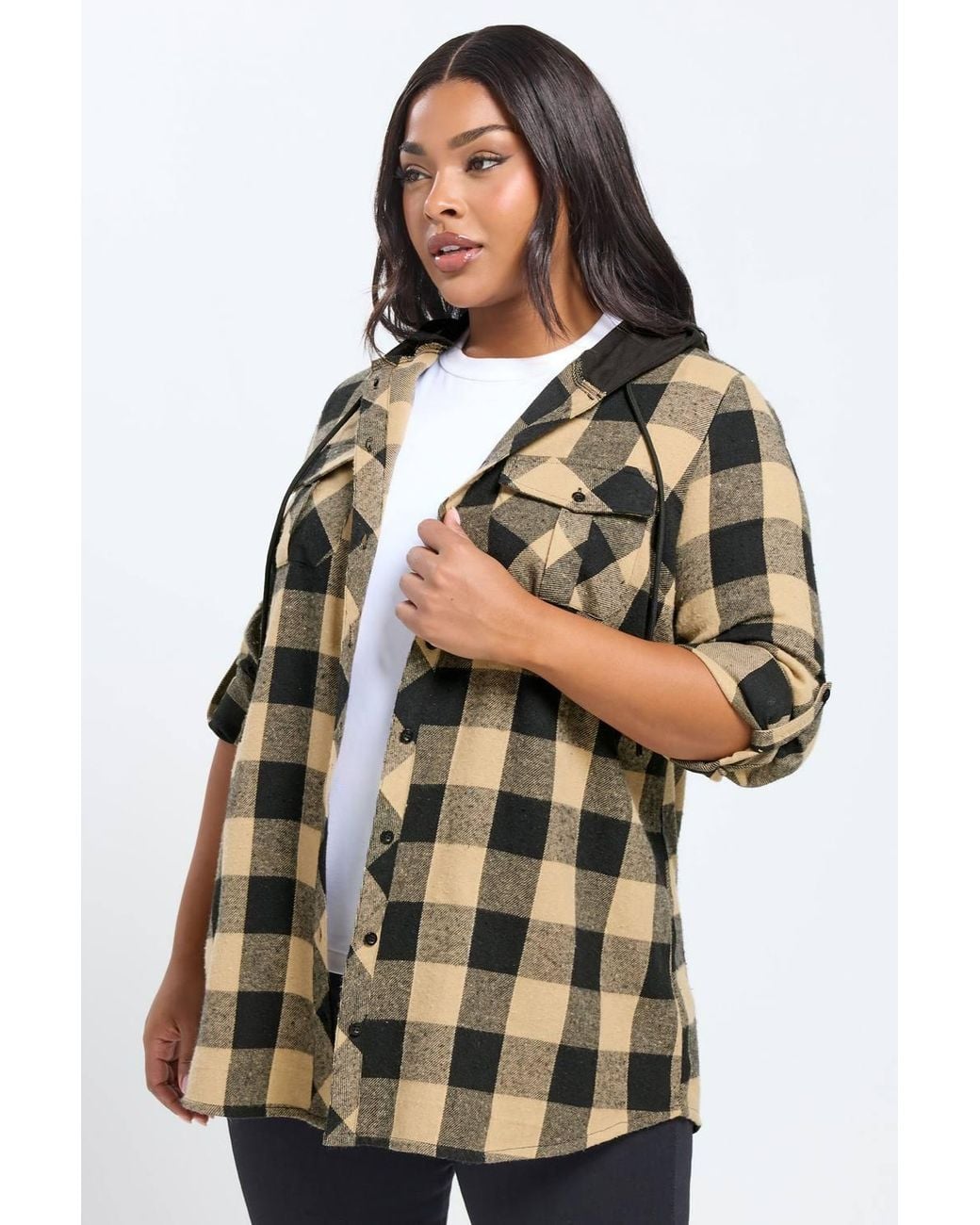 Yours Multicolor Hooded Check Shirt
