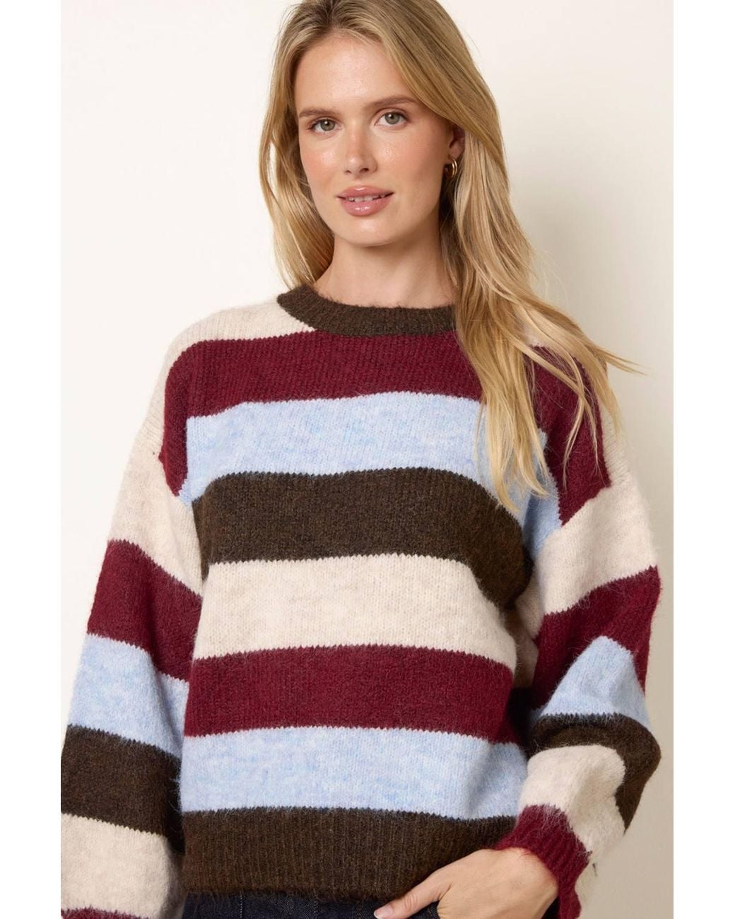 Blue Vanilla Red Multi Long Sleeve Round Neck Jumper