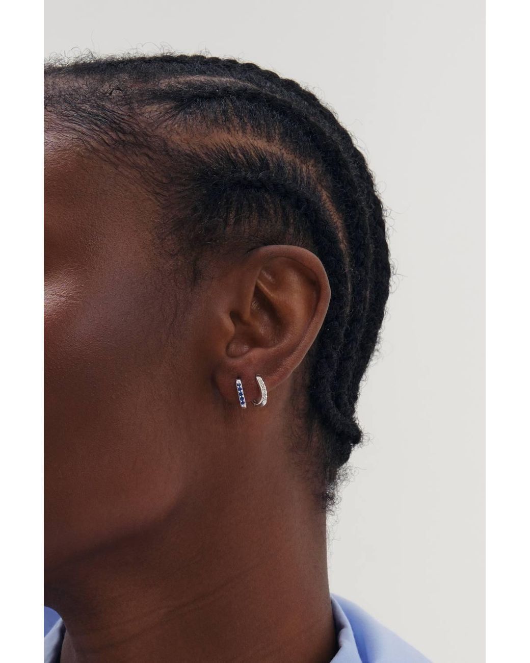 Simply Silver Blue Sterling Plated Sapphire Mini 10Mm Hoops