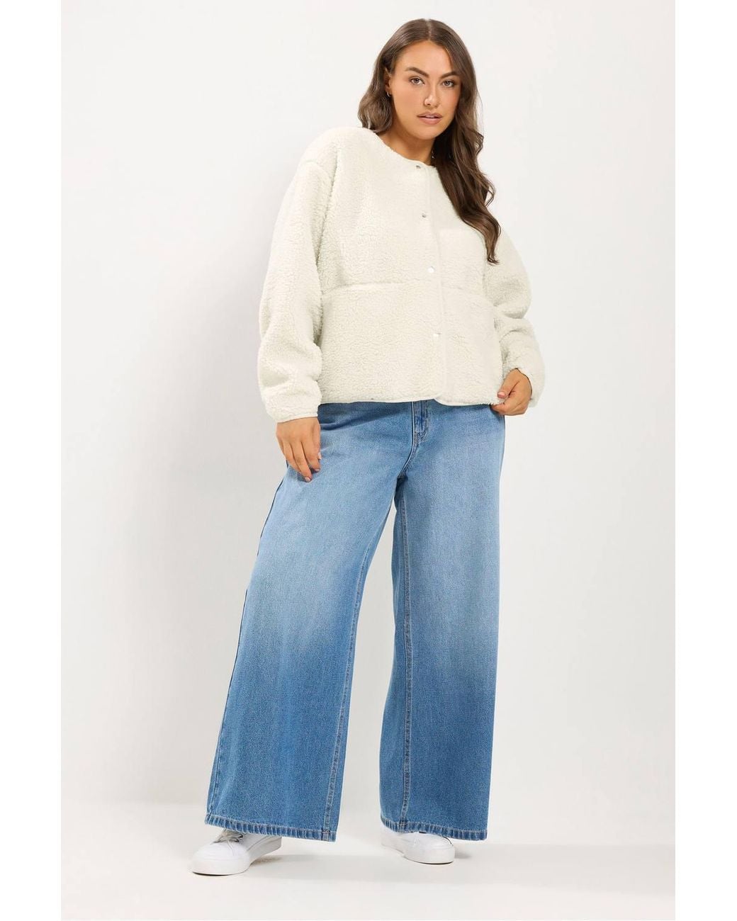 Yours Natural Collarless Fleece Jacket