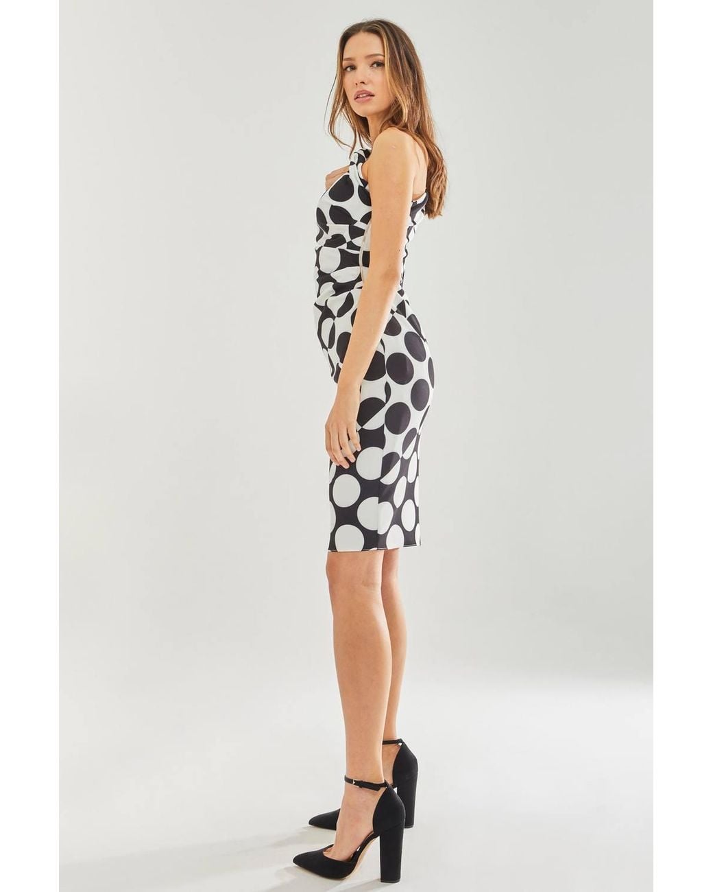 Liquorish Black One Sleeve Midi Dress