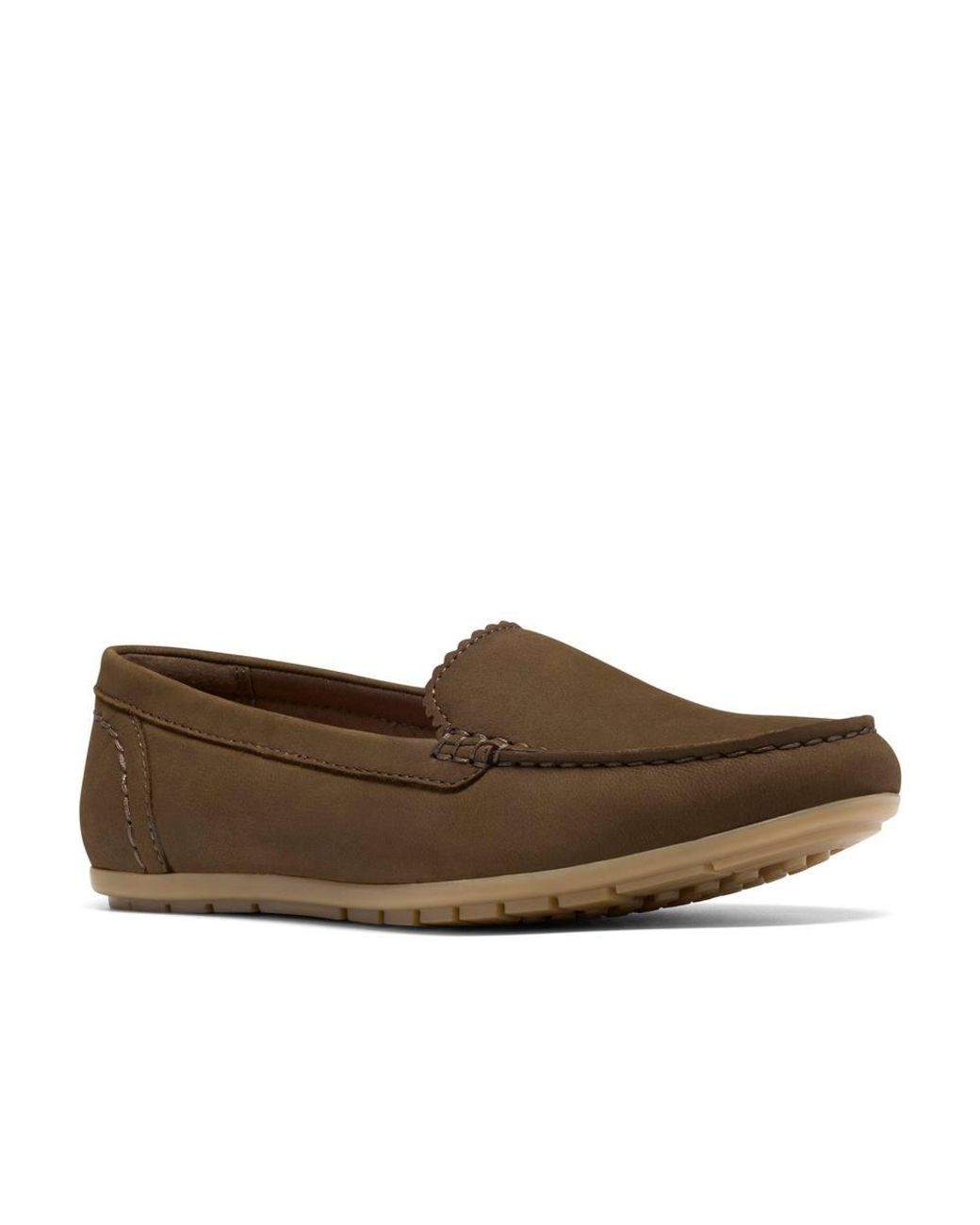 Clarks Brown Elliotte Step Nubuck Slip Ons, Moccasins