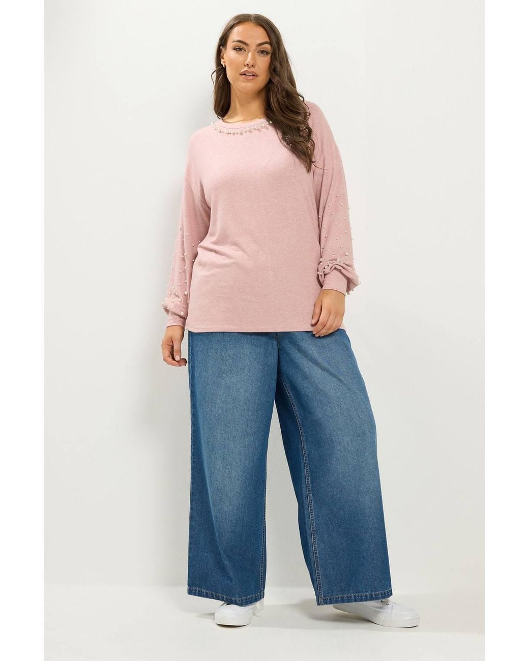 Yours Pink Pearl Embellished Jumper