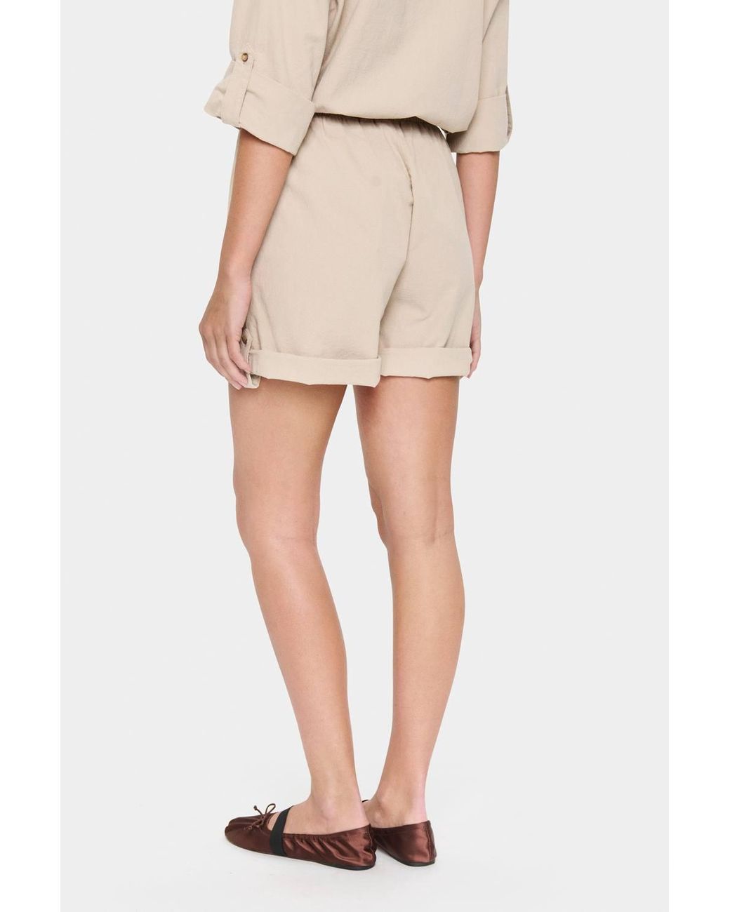 Saint Tropez Natural Zalindasz High Waisted Drawstring Shorts