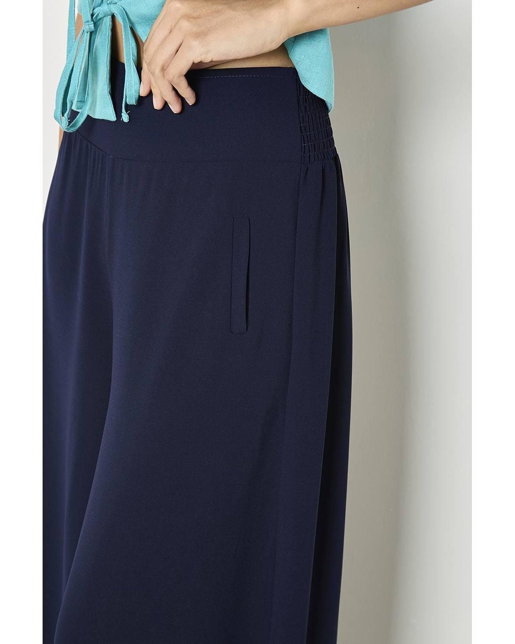 Apricot Blue Fluid Wide-Leg Trousers