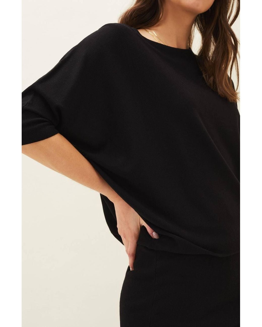 Phase Eight Black Becca Batwing Knitted Mini Dress