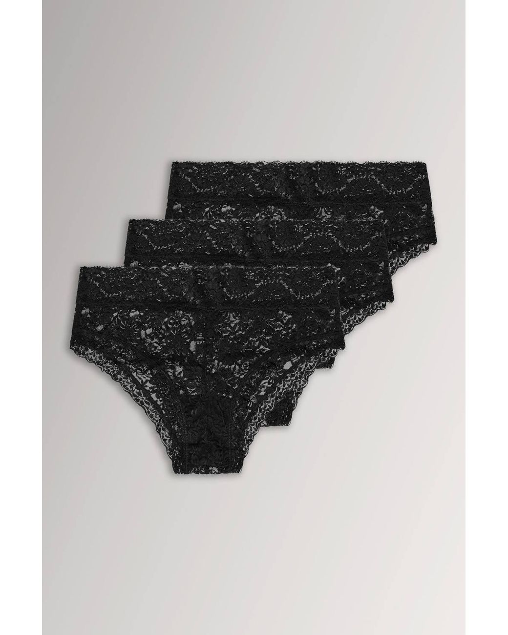 Yours Black 3 Pack Lace Brazilian Briefs