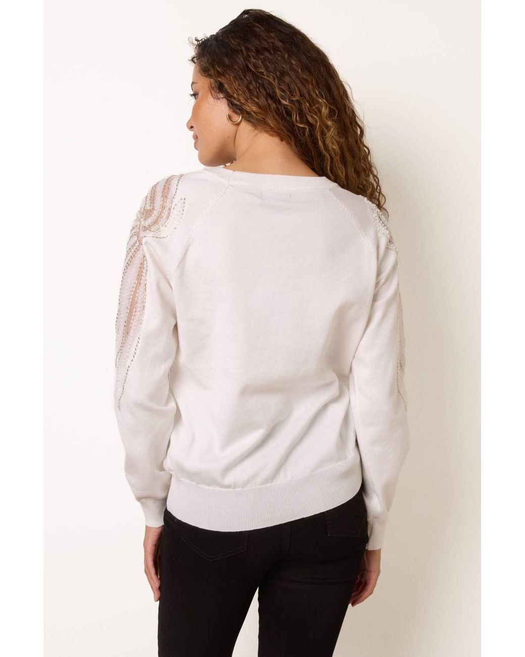 Blue Vanilla White Long Sleeve Round Neck Jumper