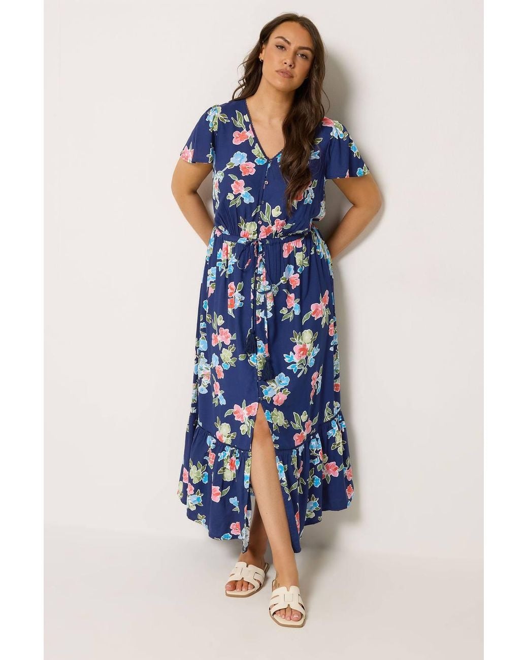 Yours Blue Floral Print Maxi Dress