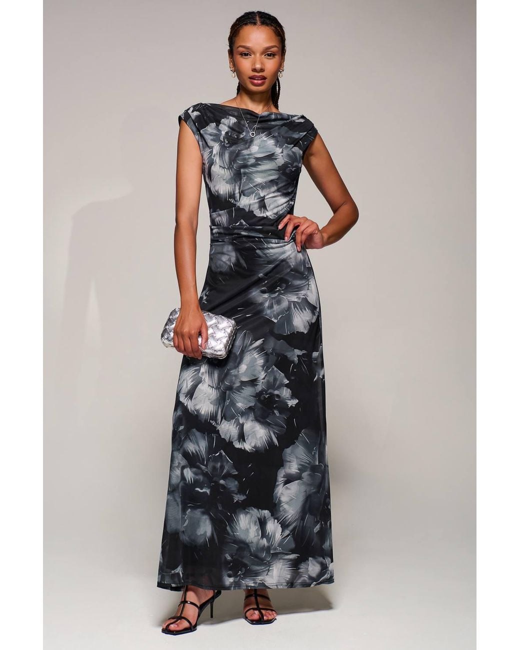 Jolie Moi Black Multiway Neckline Mesh Maxi Dress
