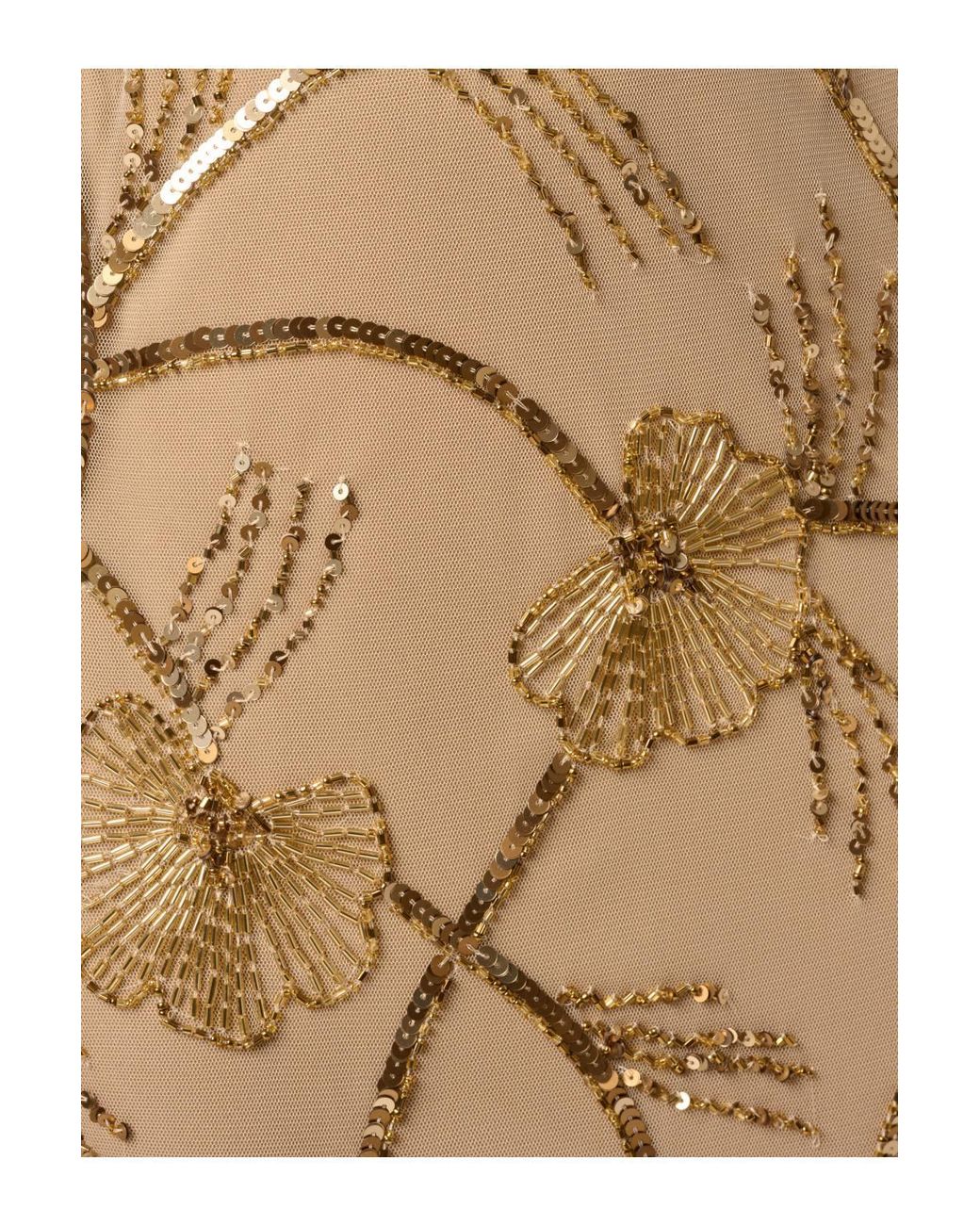 Adrianna Papell Metallic Mock Neck Beaded Long Dress