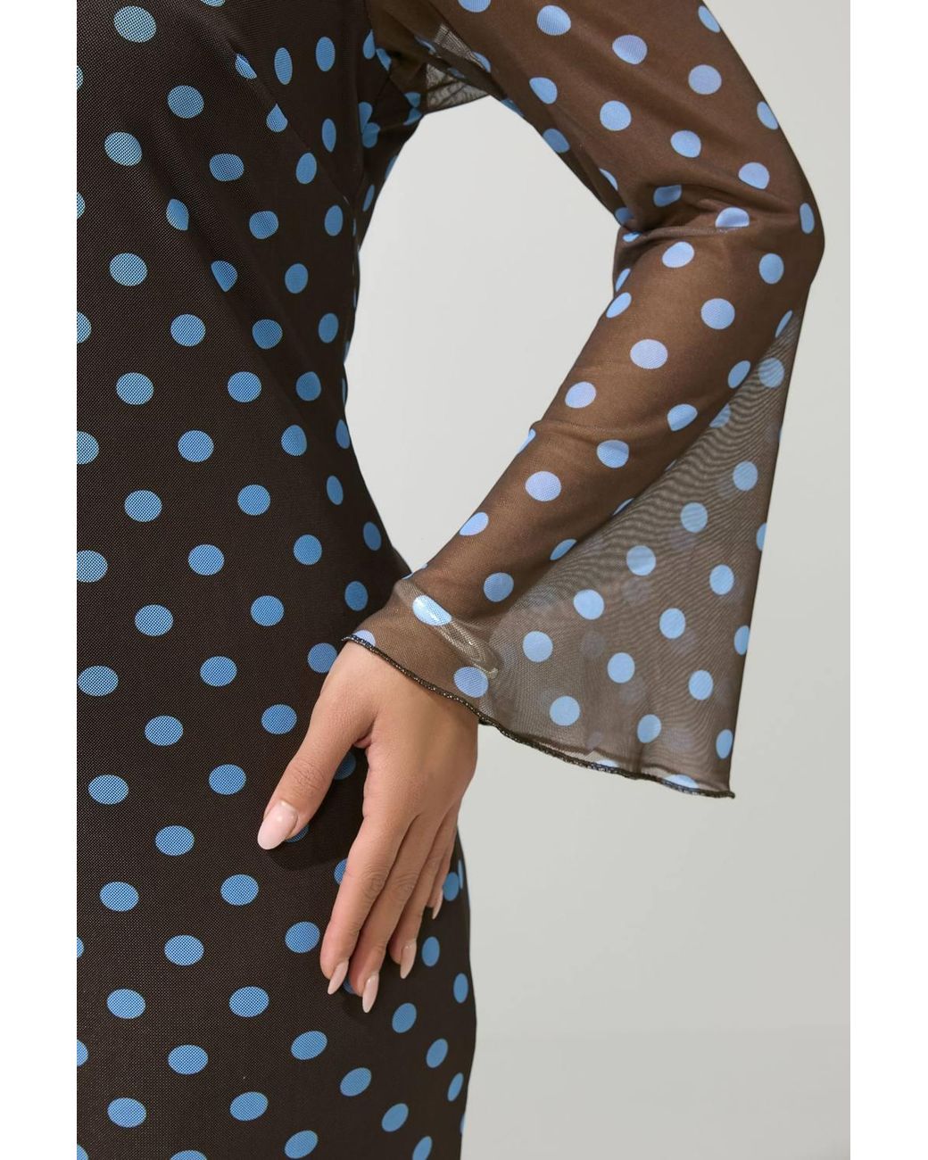 Yours Brown Polka Dot Mesh Maxi Dress