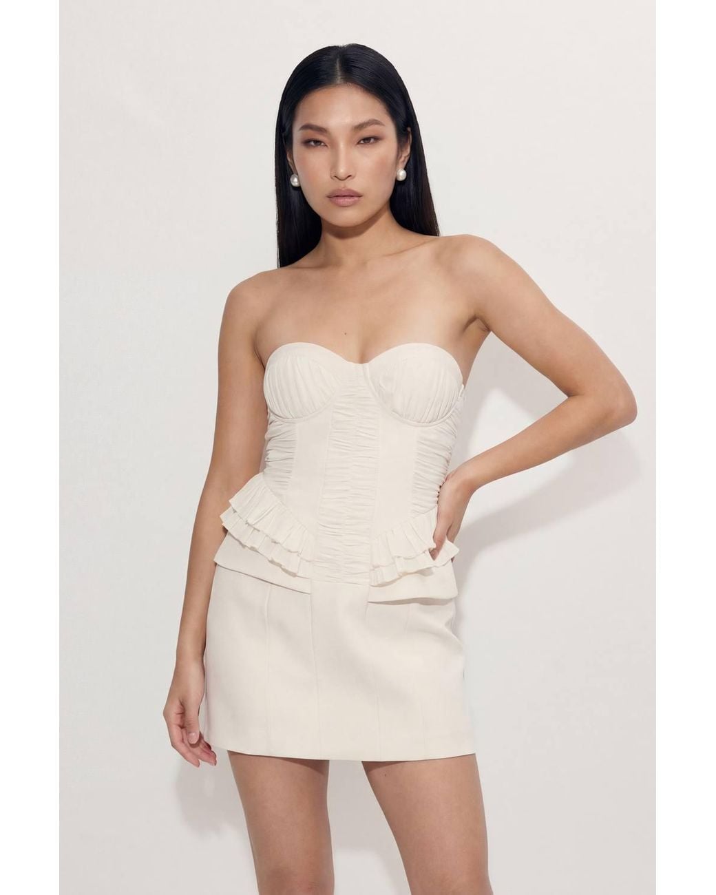 MissPap Natural Premium Shirred Bust Mini Dress
