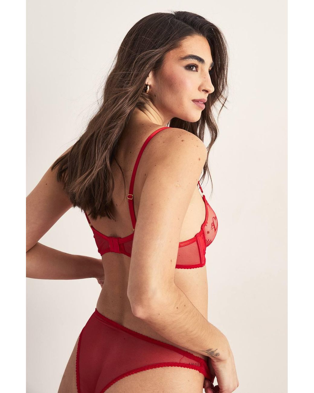 Nasty Gal Embroidered Heart Print Lingerie Set