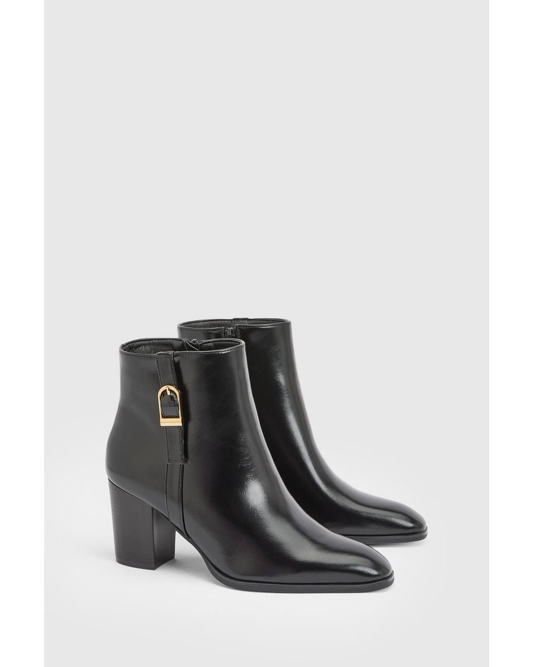 Wallis Black Sophie Faux Leather Buckle Detail Ankle Boots