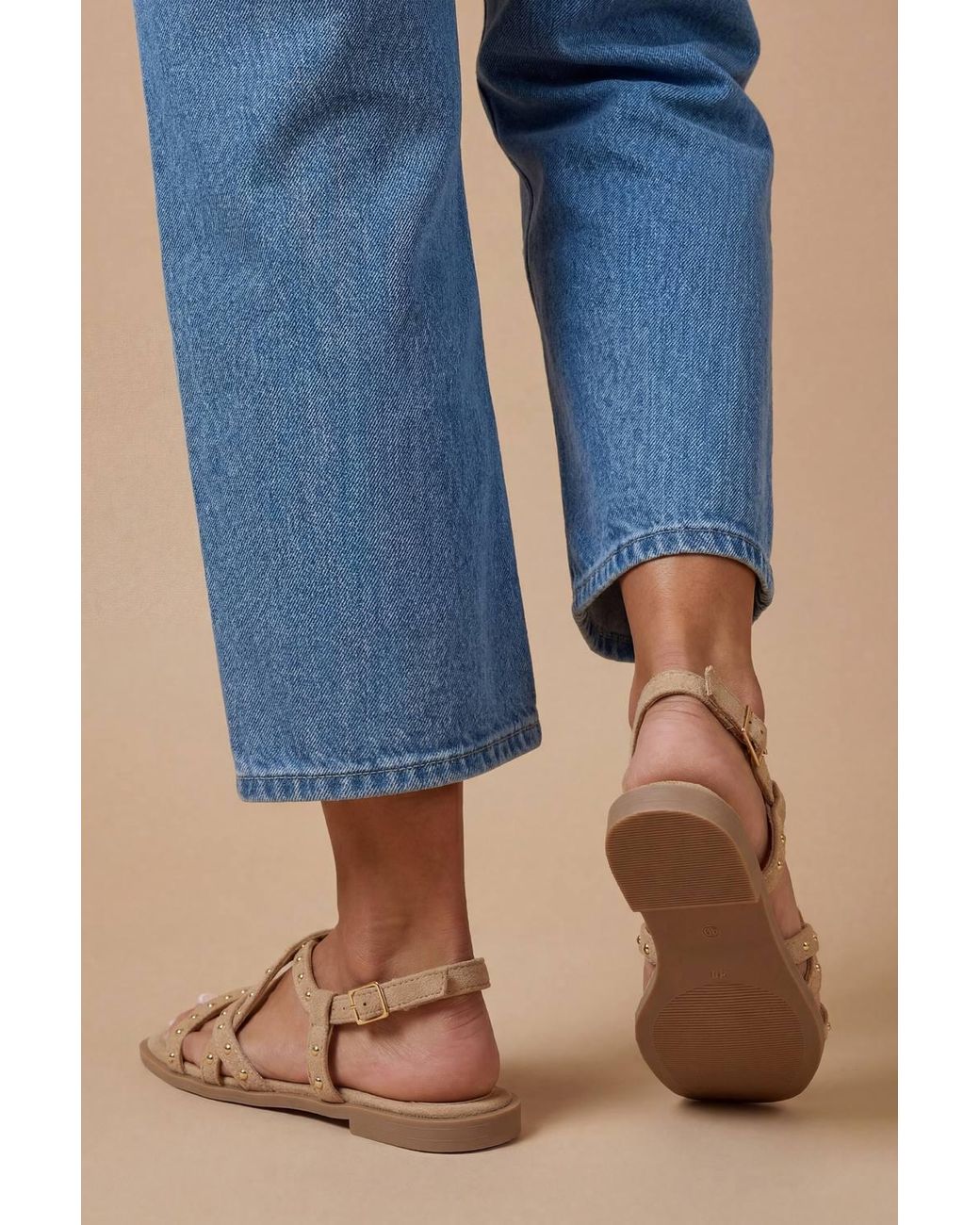 Dorothy Perkins Blue Ellis Faux Suede Studded Gladiator Flat Sandals