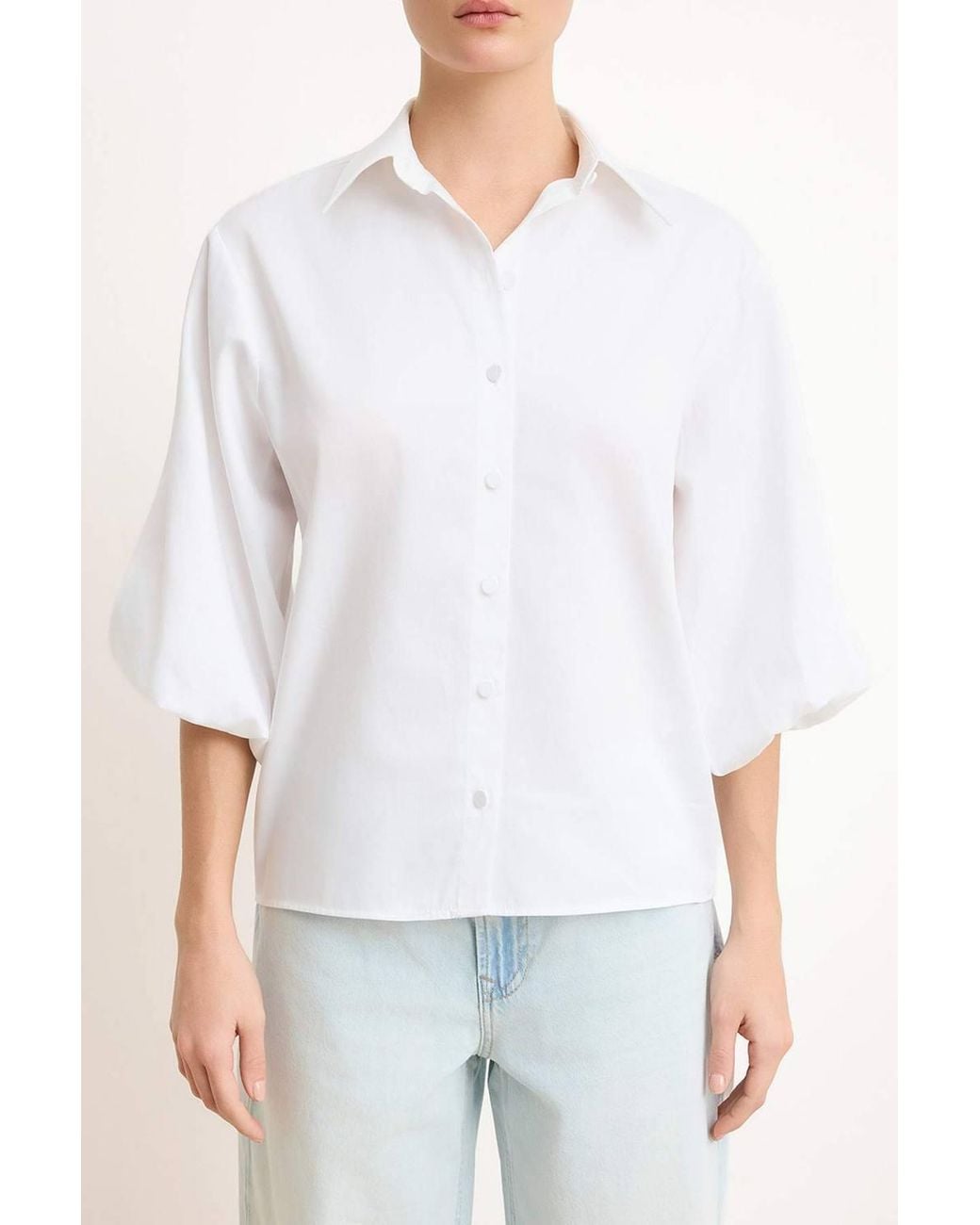 WOVCOR White Collared Long Sleeve Relaxed Fit Shirt