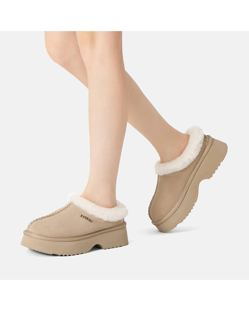 EverAu Australia Natural Savanna Ankle Chunky Platform Real Sheepskin Boots