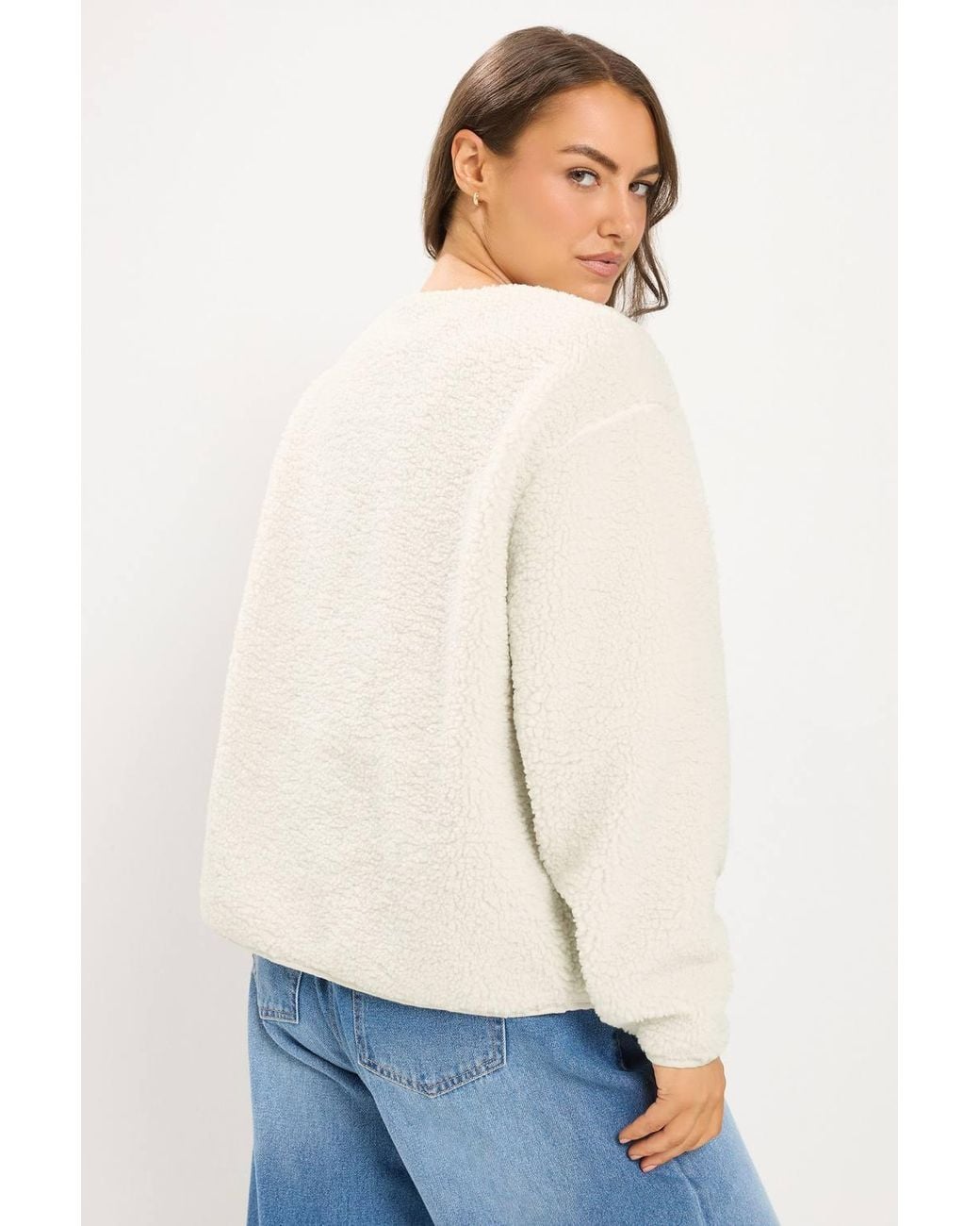 Yours Natural Collarless Fleece Jacket