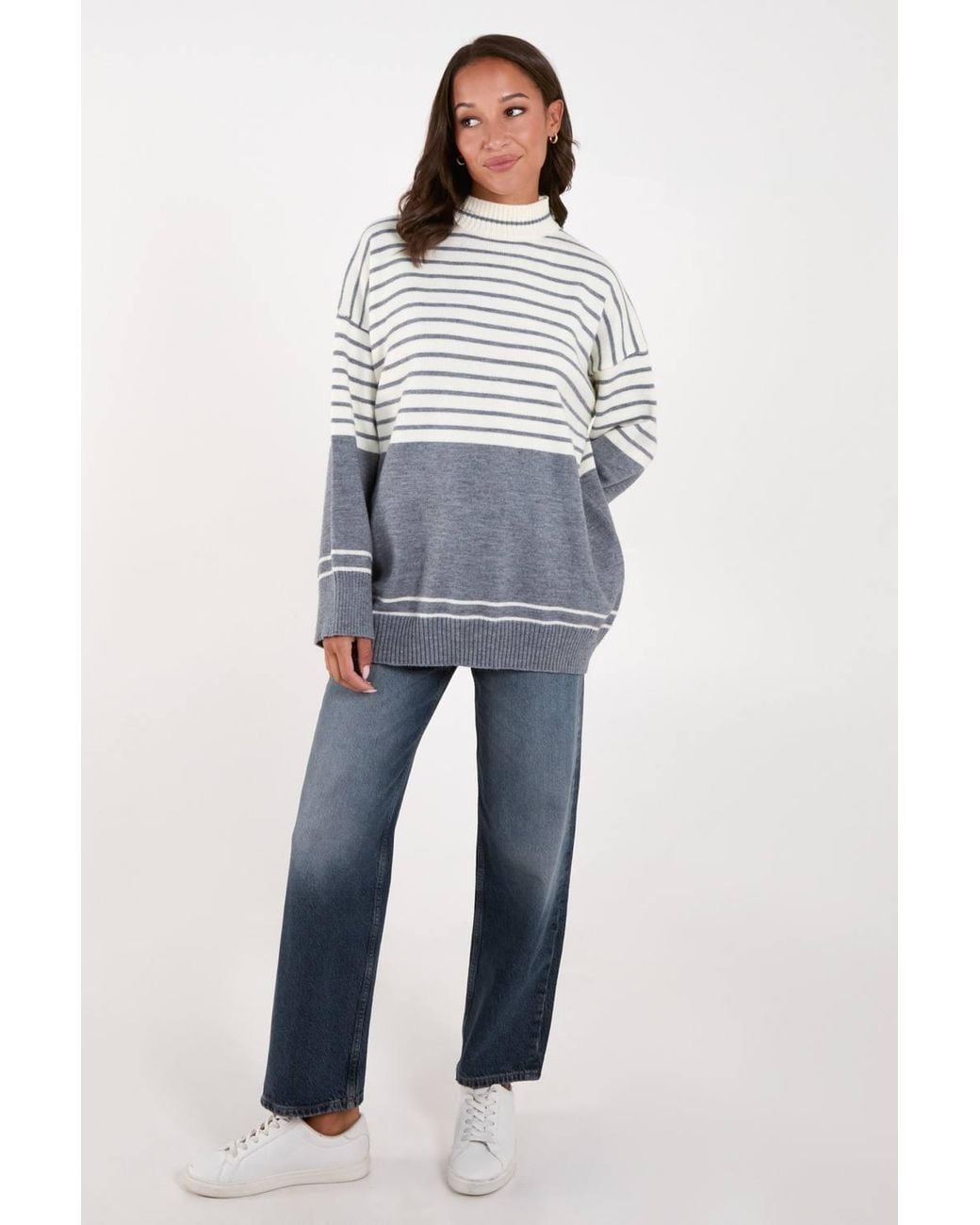Blue Vanilla Gray Long Sleeve Turtleneck Jumper