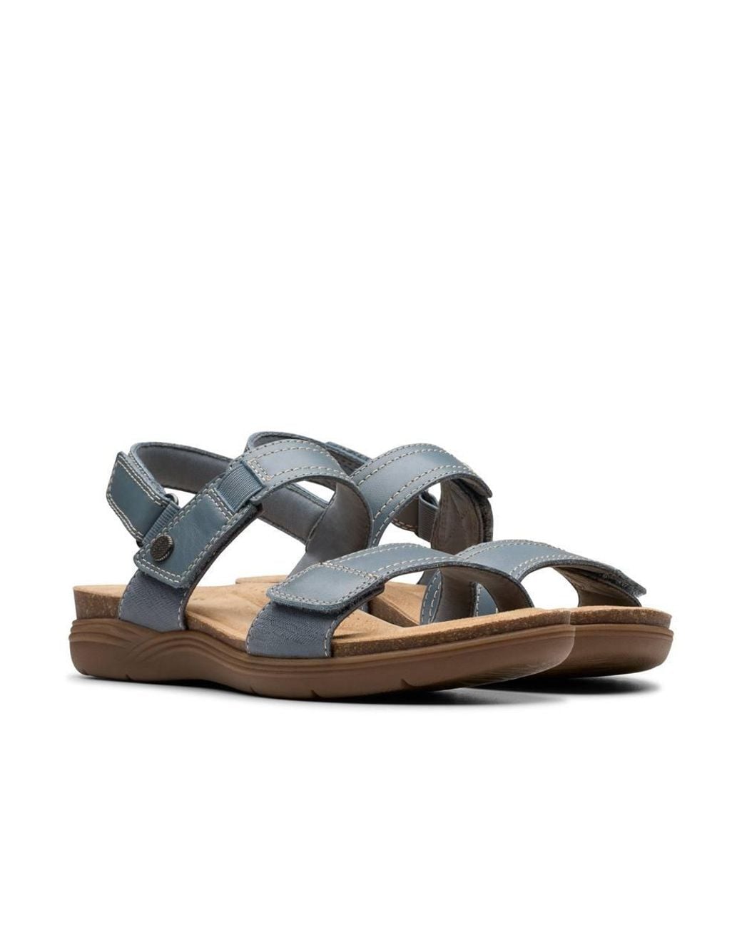 Clarks Blue April Clover Combination Flat Sandals