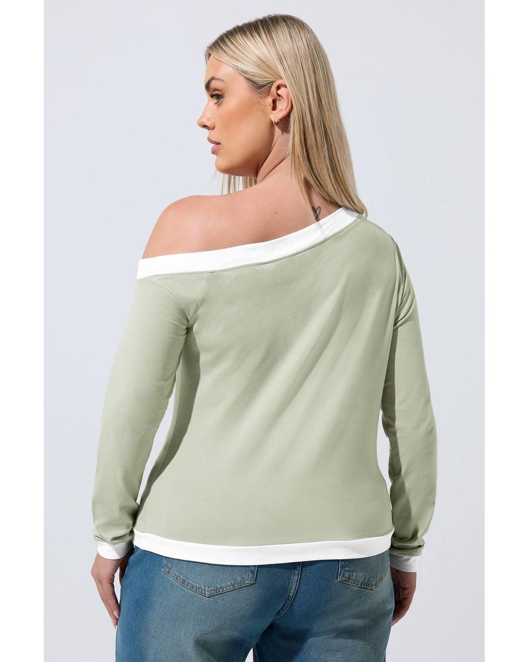 Yours Green Contrast Off-Shoulder Top