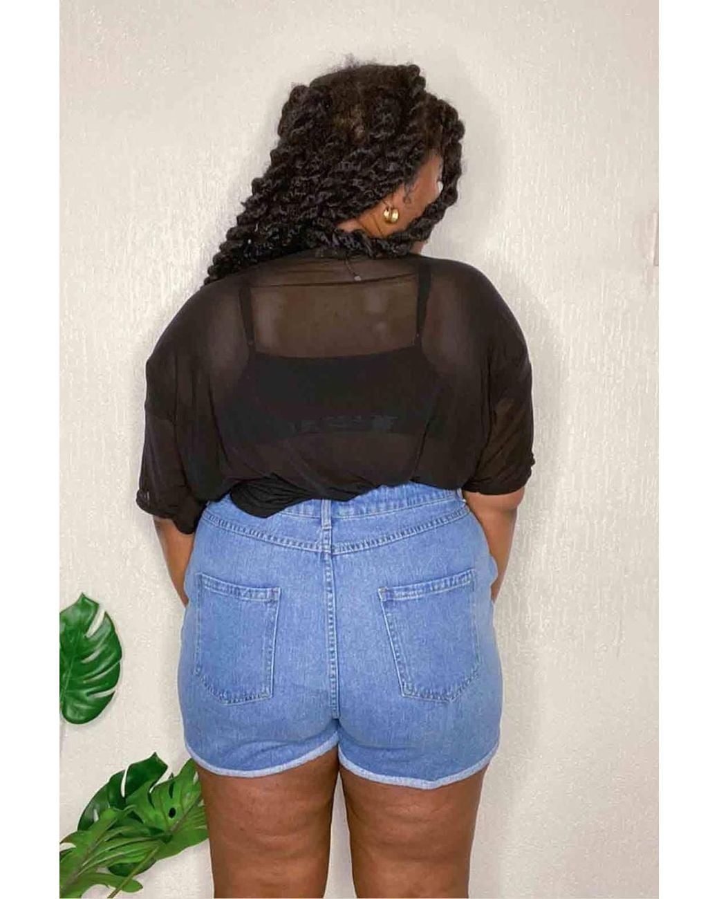 Urban Bliss Blue Plus Size Button Front Short