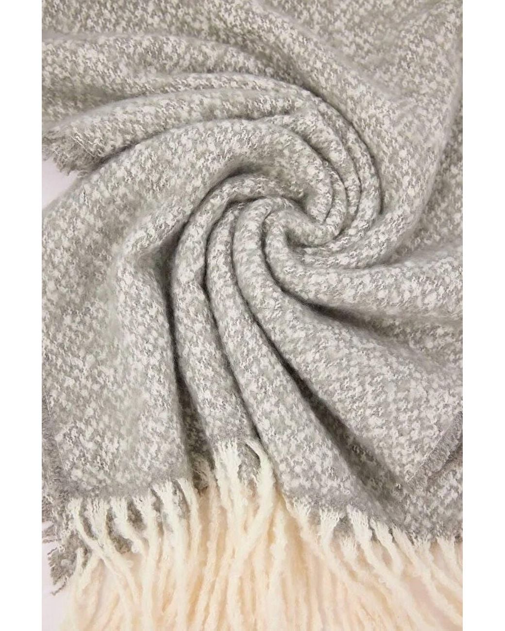 WOVCOR Gray Contrast Tassel Marled Boucle Oversized Winter Scarf