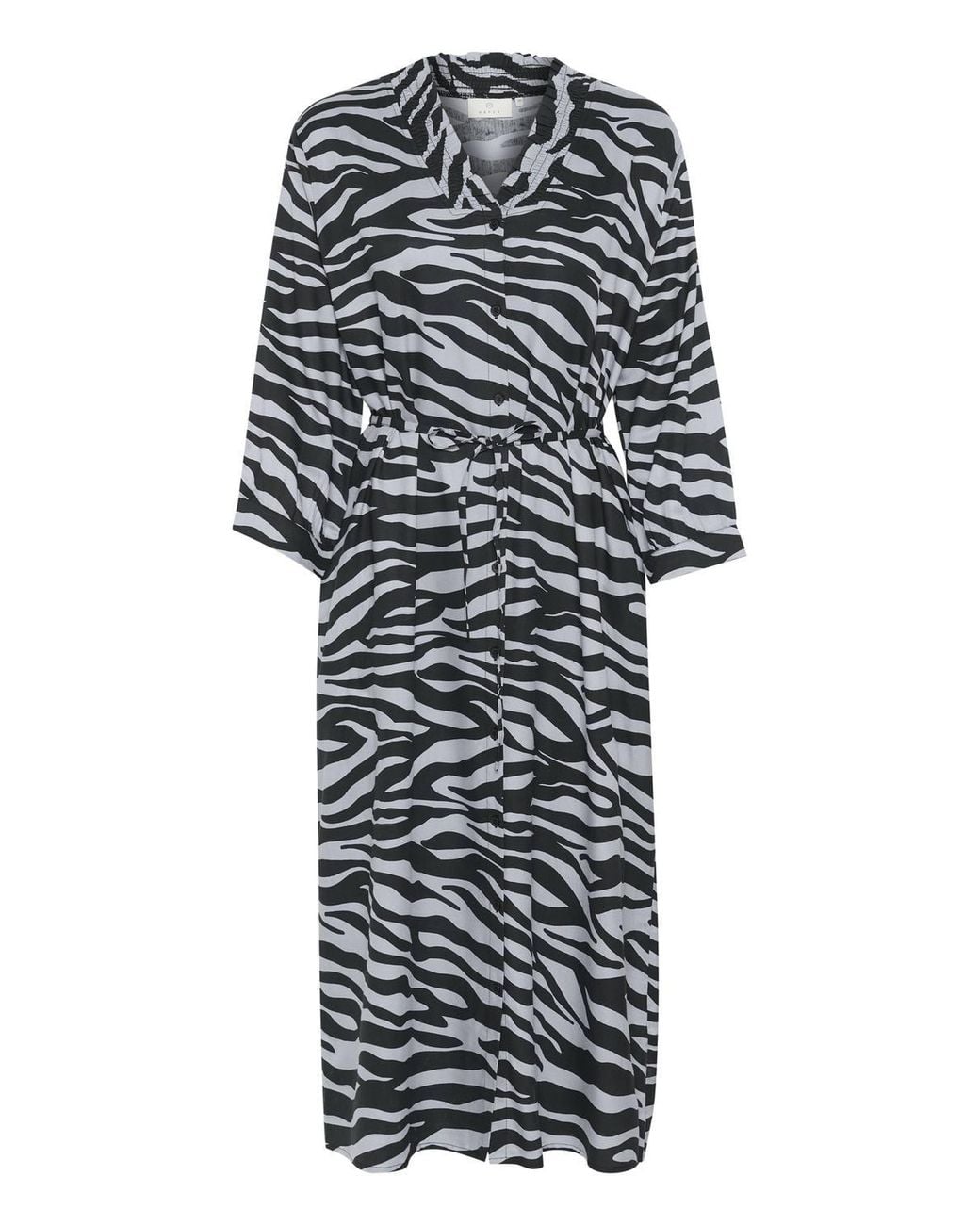 Kaffe Blue Kaolga Long Sleeve Midi Shirt Dress
