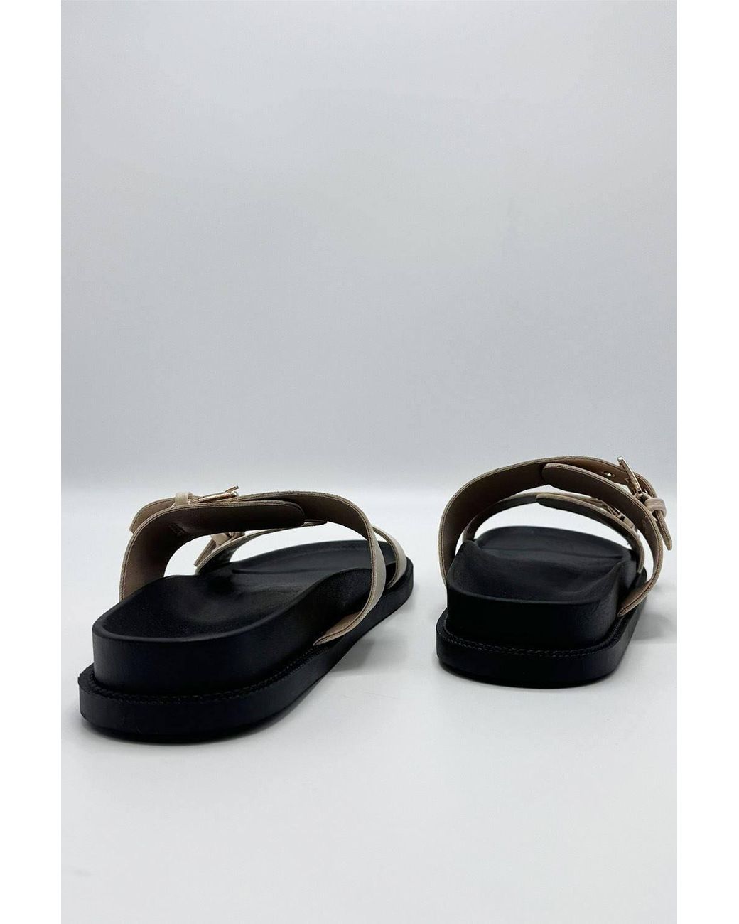 Miss Diva Gray Elise 2 Band Buckle Flat Slider