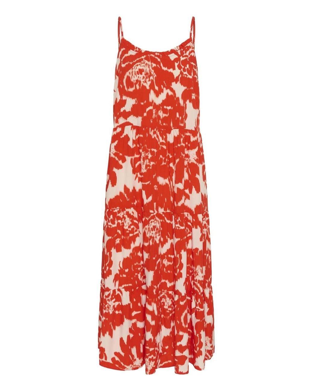 Saint Tropez Red Eda Spaghetti Straps A-Line Midi Dress