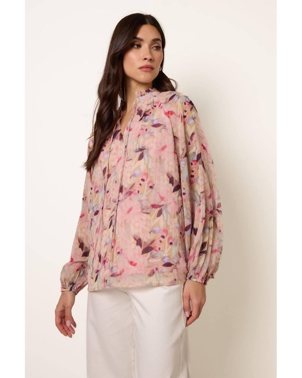 Blue Vanilla Pink Long Sleeve Turtleneck Blouse