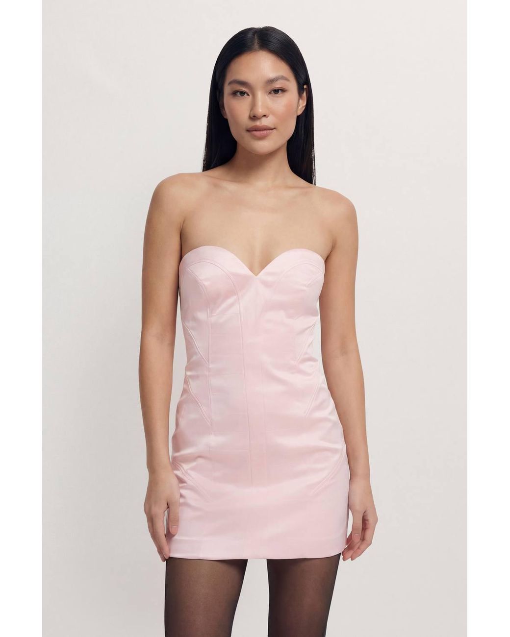 MissPap Pink Premium Panelled Bonded Satin Mini Dress