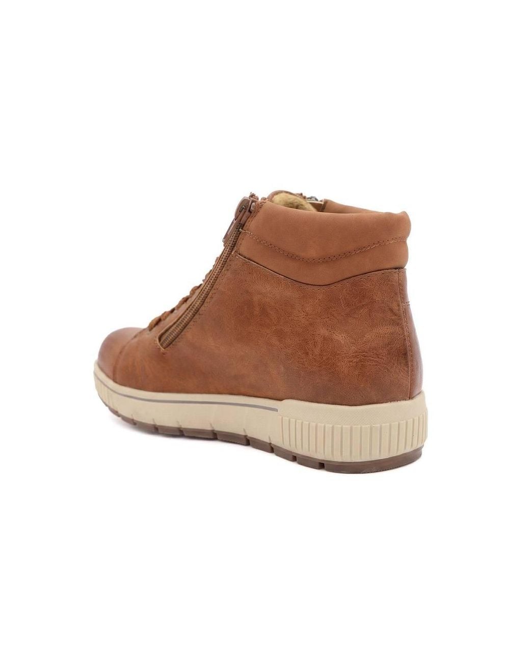Pavers Brown Lace Up Boots W/ Side Zip