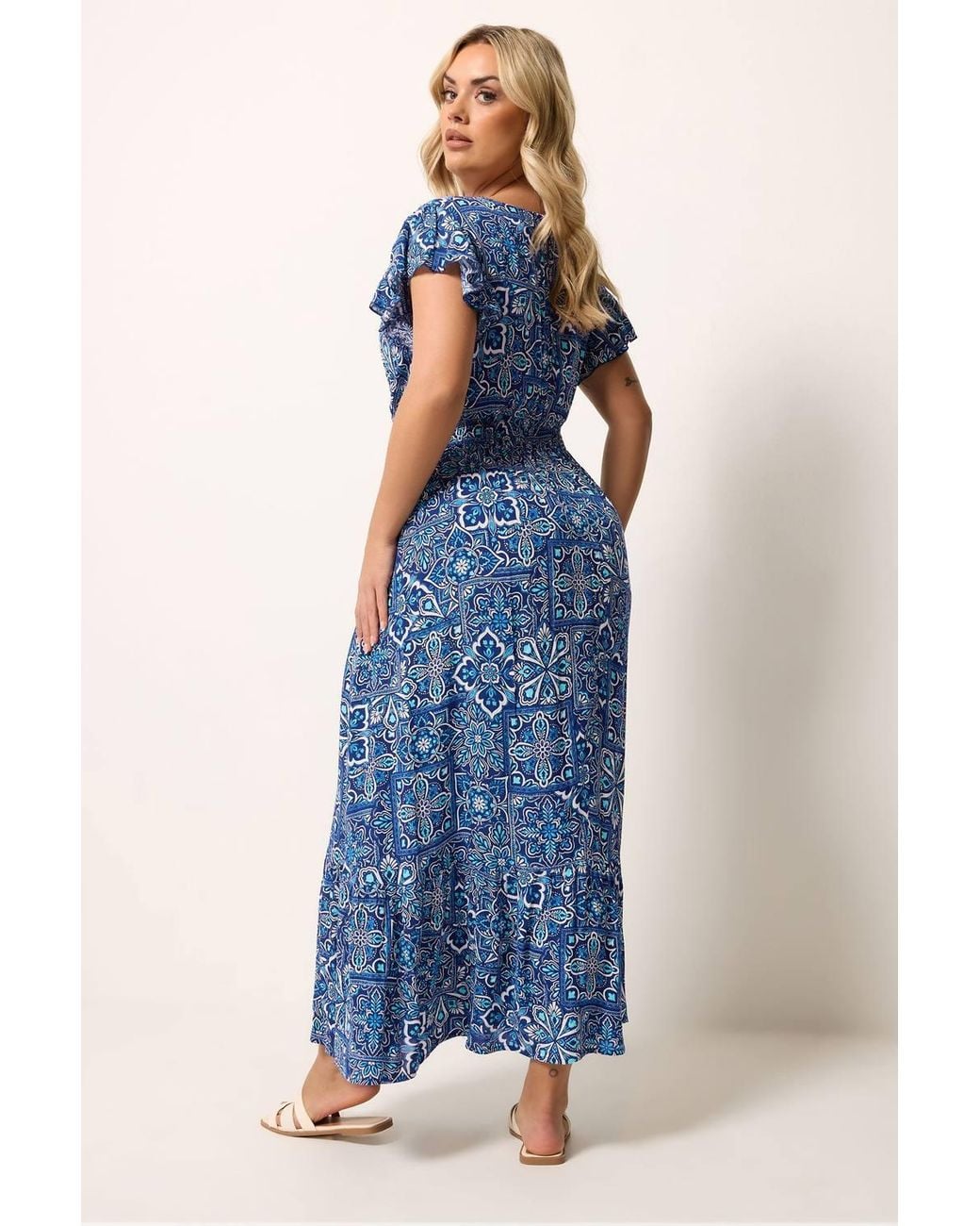Yours Blue Tile Print Maxi Dress