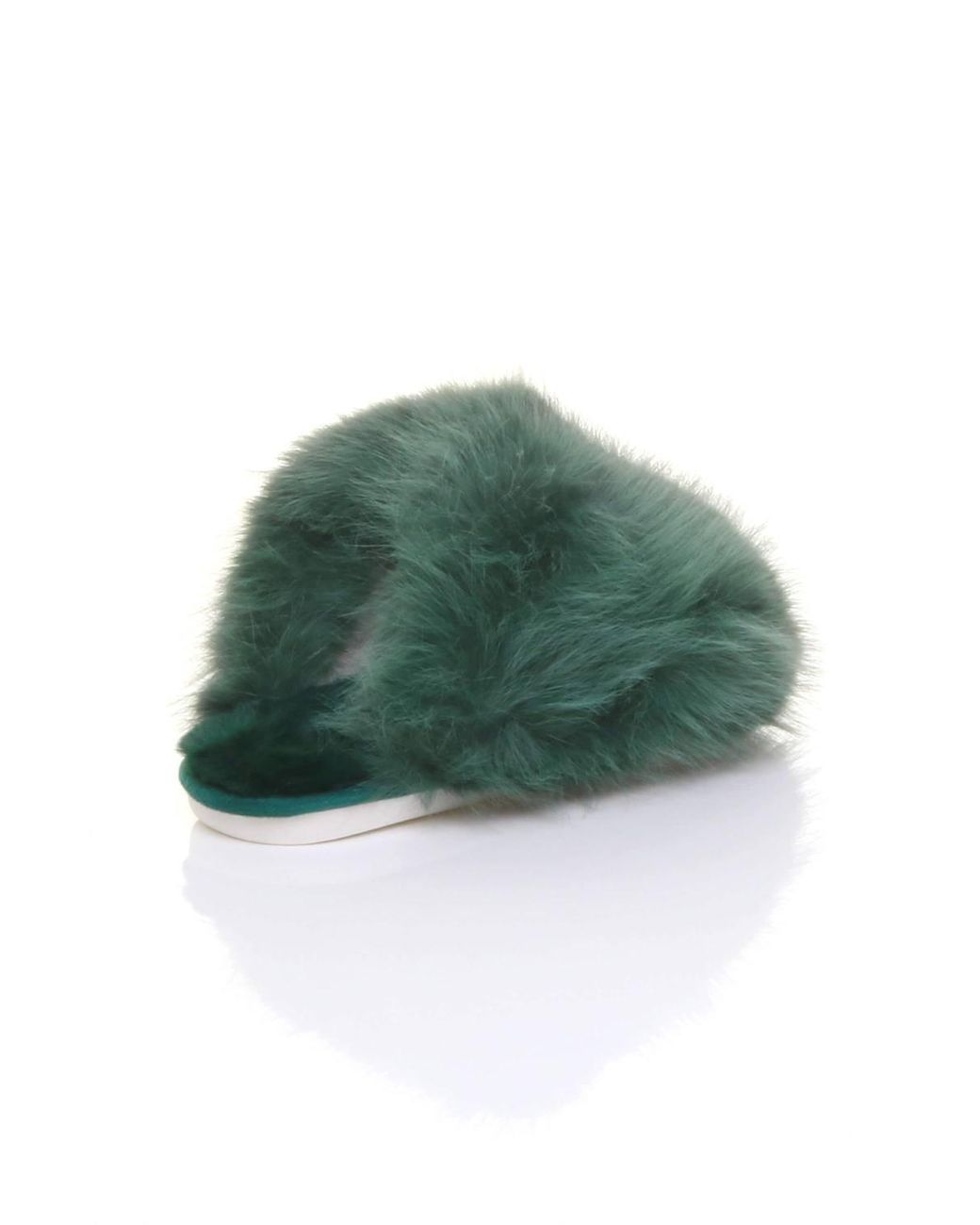 AJVANI Gray Slip On Mule Fluffy Indoor Slippers