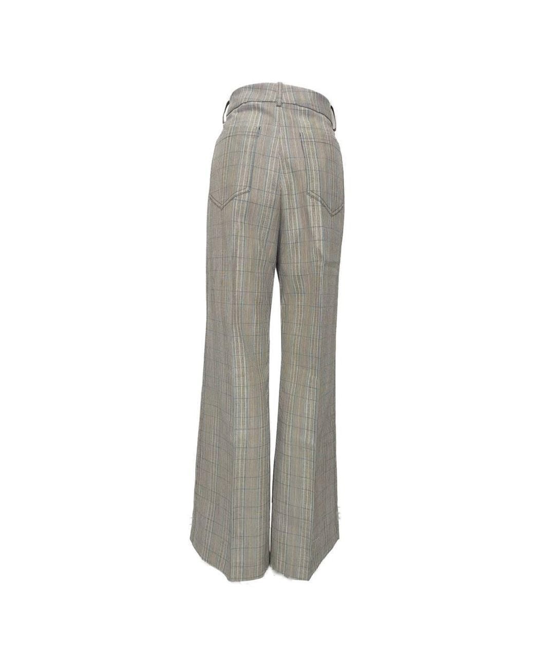Victoria Beckham Gray Preloved Plaid Straight-Leg Trousers