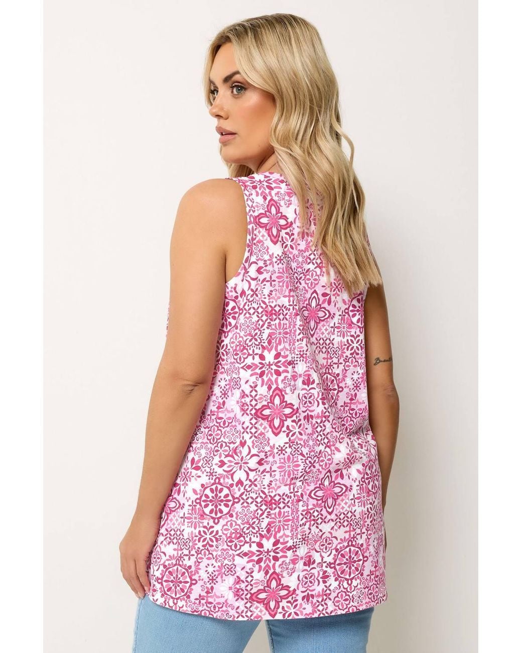 Yours Pink Tile Print Vest Top