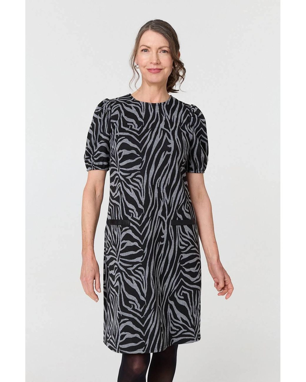 Izabel London Blue Animal Print Knee Length Shift Dress