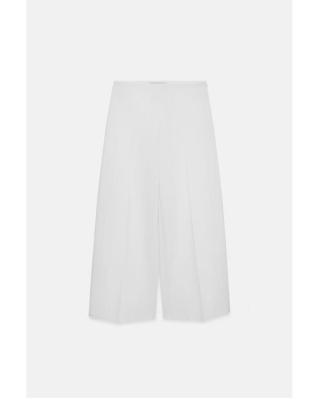 Dilvin White High-Waist Wide-Leg Crepe Trousers